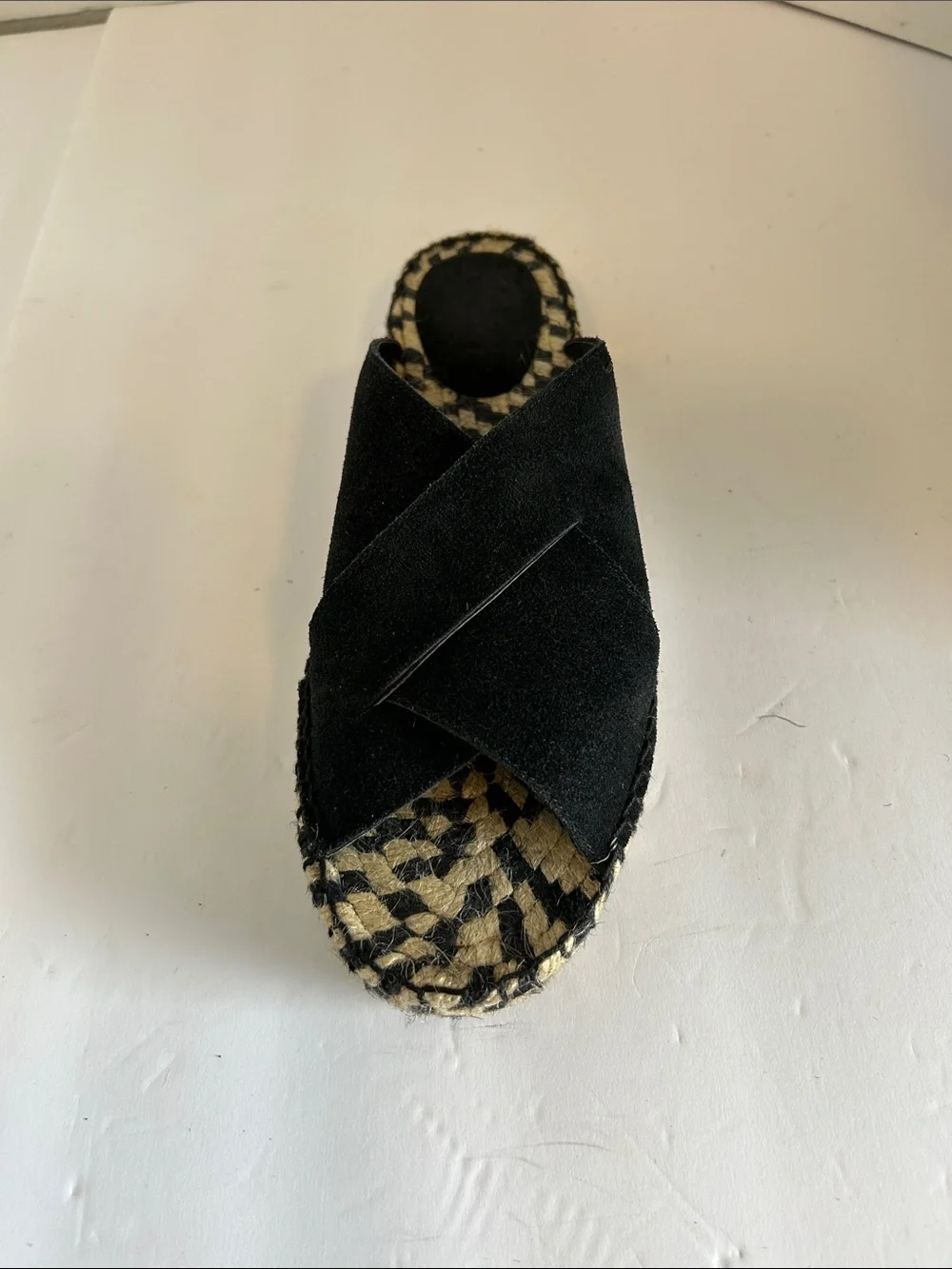 Free People Black Suede Crisscross Espadrille Slides